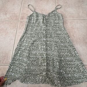 Hollister Olive and White Geometric Dress